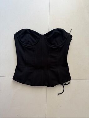 White Fox Boutique Black Strapless Corset Top